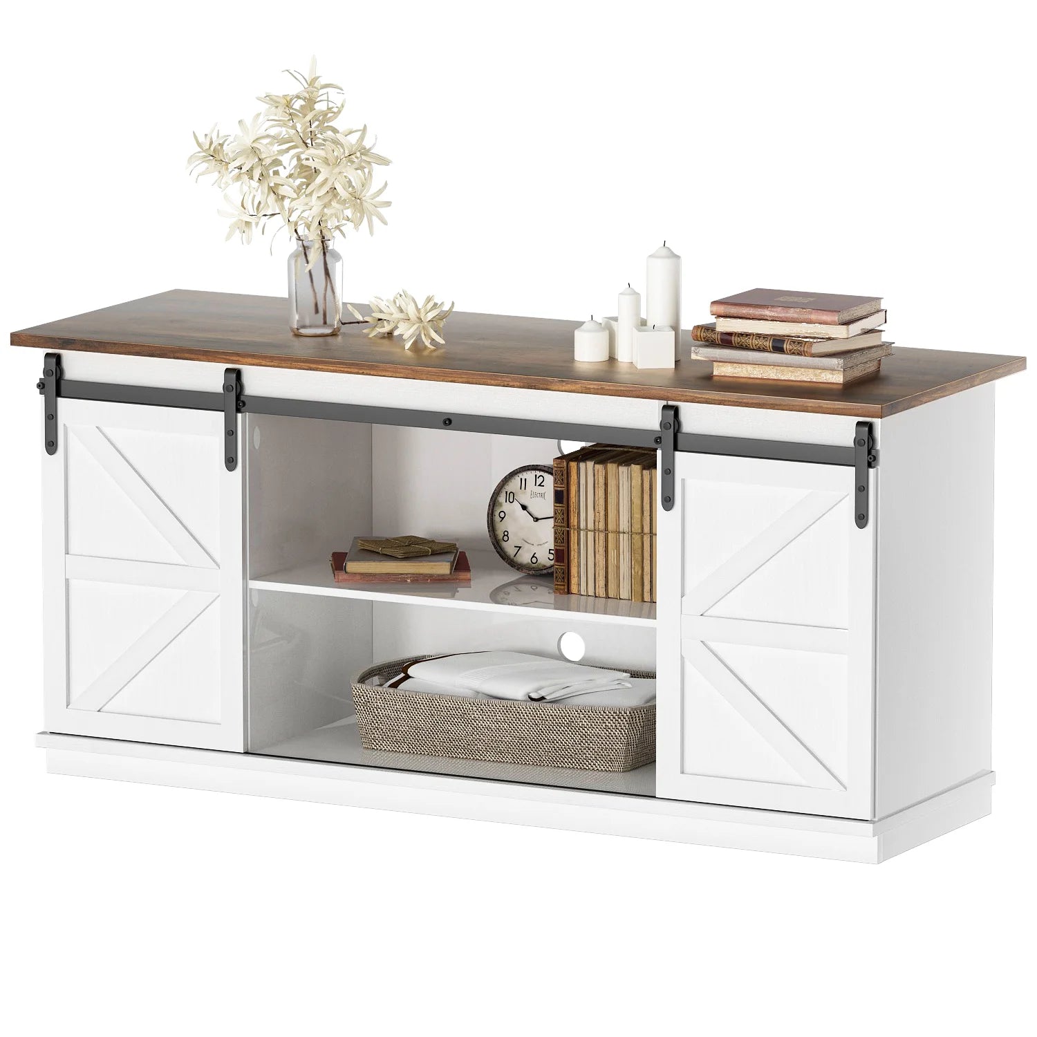 Homall TV Stand for 65 Inch TV, Storage Cabinet with Sliding Barn Door, Entertainment Center,Espresso