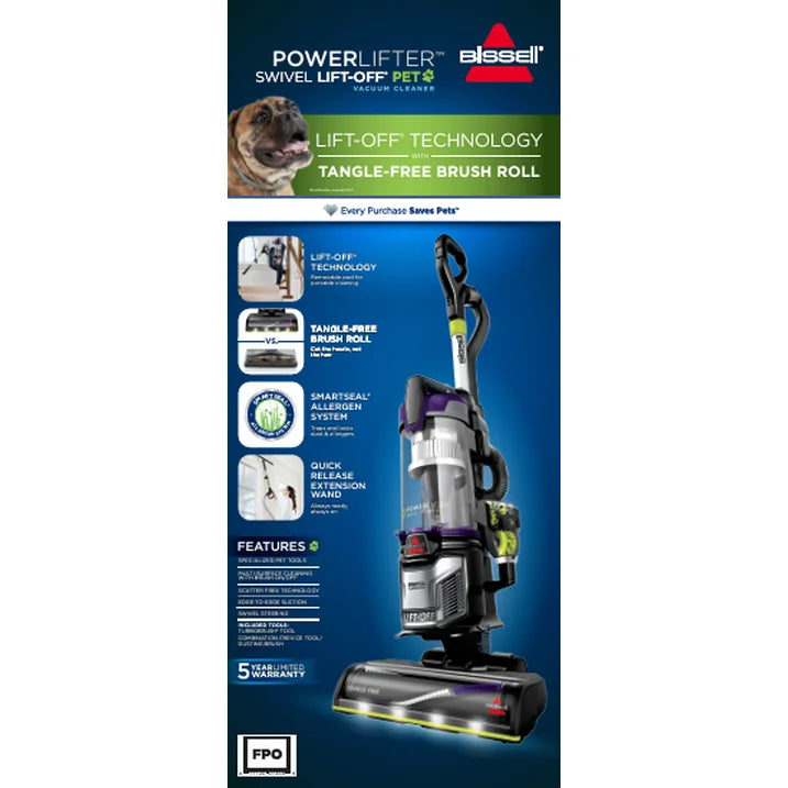 BISSELL PowerLifter Swivel Lift-Off Pet Upright Vacuum 2920F