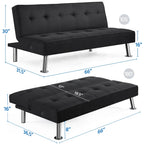 Alden Design 66" Modern Fabric Convertible Futon Sofa Bed with USB, Charcoal
