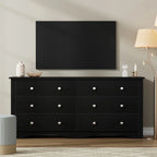 Homall 6 Drawer Dresser Furniture, Double Tier Storage Cabinet for Bedroom & Living Room, Black Finish
