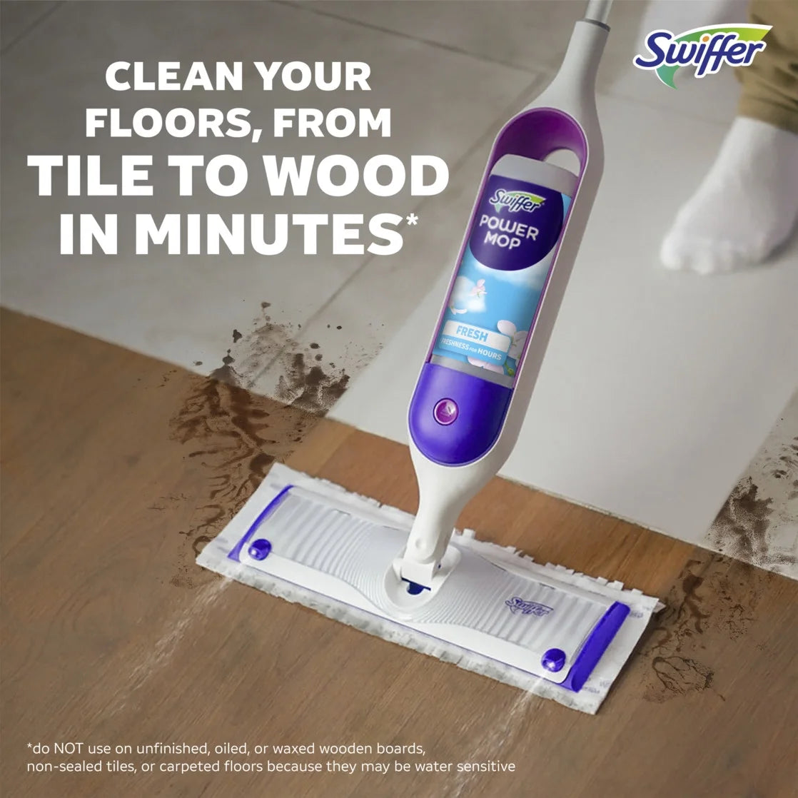 Swiffer Power Mop, Floor Cleaner, Tile, Vinyl, Laminate, Wood, Floor Cleaner, Cleaning Set