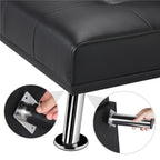 Renwick LuxuryGoods Modern Faux Leather Futon with Cupholders and Pillows, Black